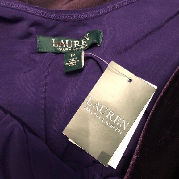 NWT Lauren Ralph Lauren Velvet Gown Puple - Picture 4 of 9